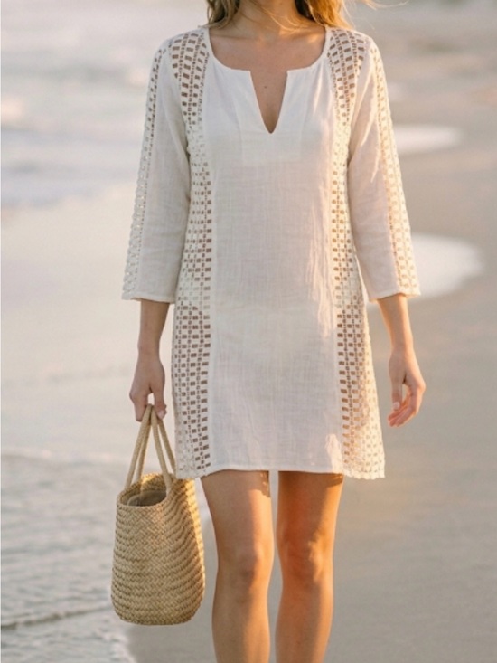 Solitaire Other - Solitaire White Crochet-Trim Swim Coverup Read Description